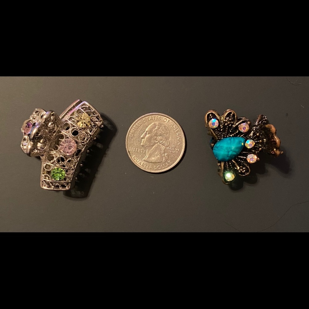 Two Hair clips with rhinestones